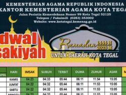 Jadwal Imsak Ramadhan 1444 H/2023 M Di Kota Tegal